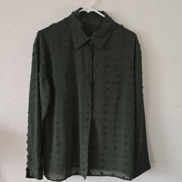 Tops - Dark Green Textured Shirt